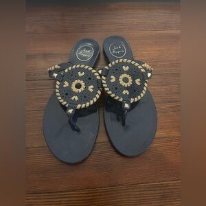 Jack Rogers Jelly Sandals Black/Gold Size 7